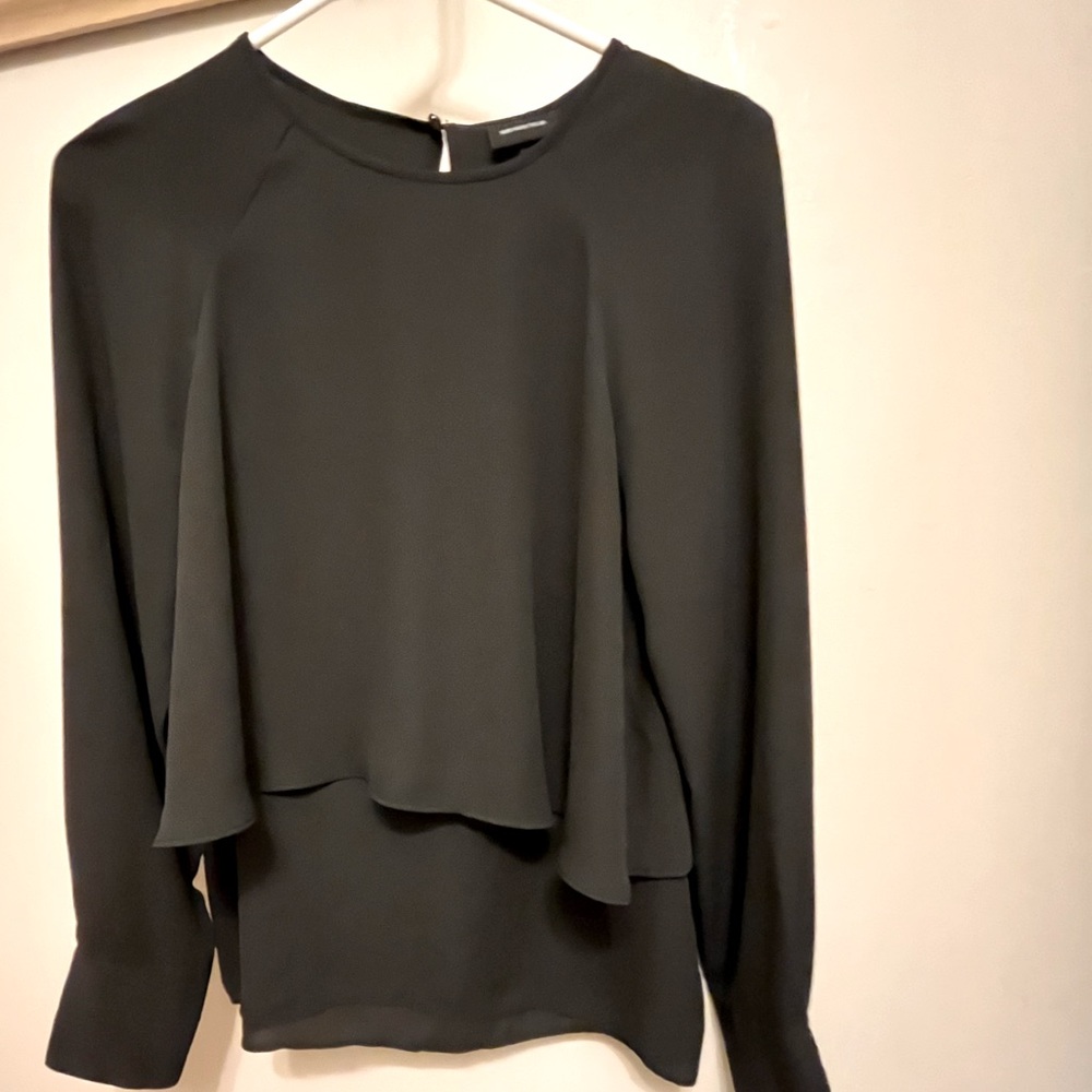Elegant Black Long-sleeved Blouse